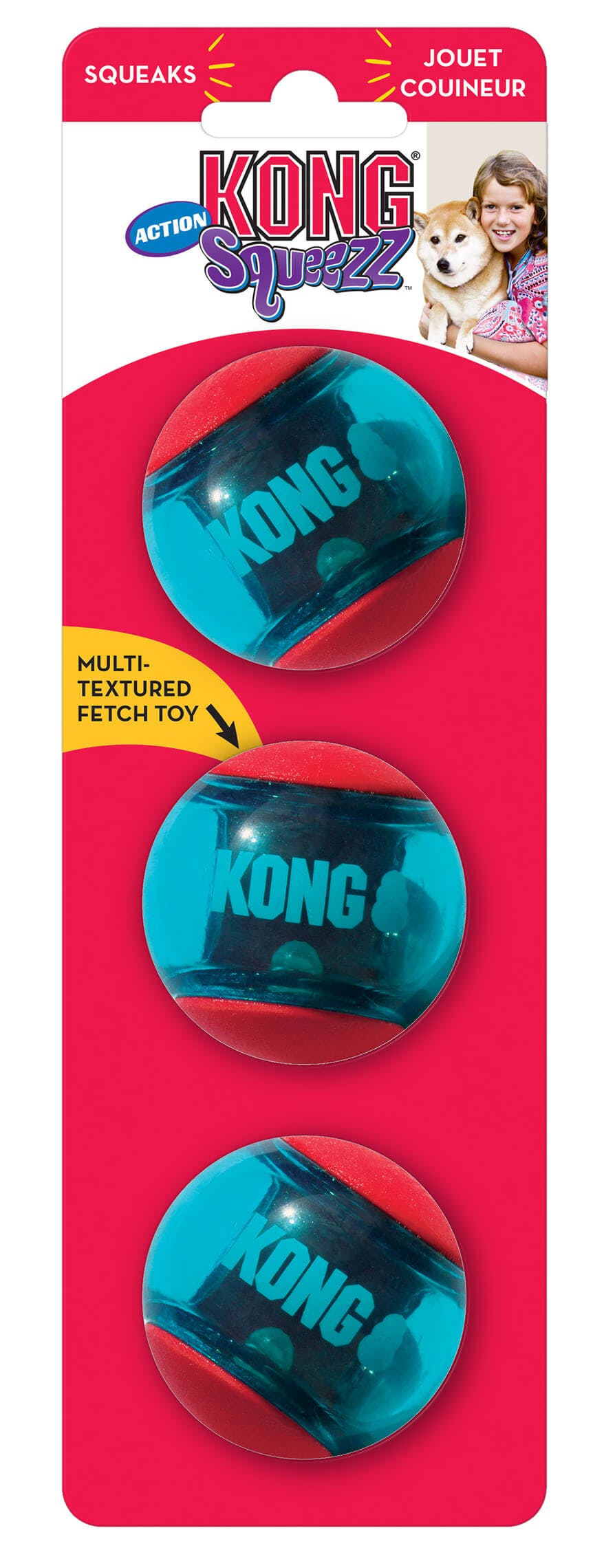 Kong squeezz action top ball 3 pack